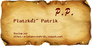 Platzkó Patrik névjegykártya